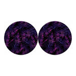 Purple Tropical Leaves Print Car Coasters