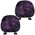 Purple Tropical Leaves Print Car Headrest Covers