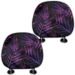 Purple Tropical Leaves Print Car Headrest Covers