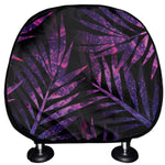Purple Tropical Leaves Print Car Headrest Covers