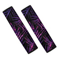 Purple Tropical Leaves Print Car Seat Belt Covers