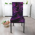 Purple Tropical Leaves Print Dining Chair Slipcover