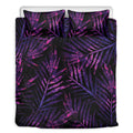 Purple Tropical Leaves Print Duvet Cover Bedding Set