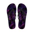 Purple Tropical Leaves Print Flip Flops