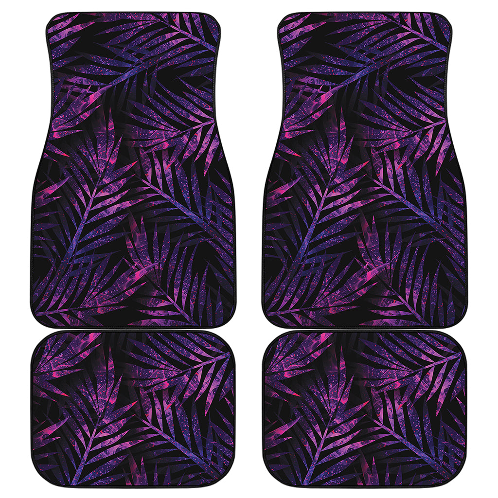 Purple Tropical Leaves Print Front and Back Car Floor Mats