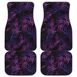 Purple Tropical Leaves Print Front and Back Car Floor Mats