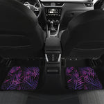 Purple Tropical Leaves Print Front and Back Car Floor Mats
