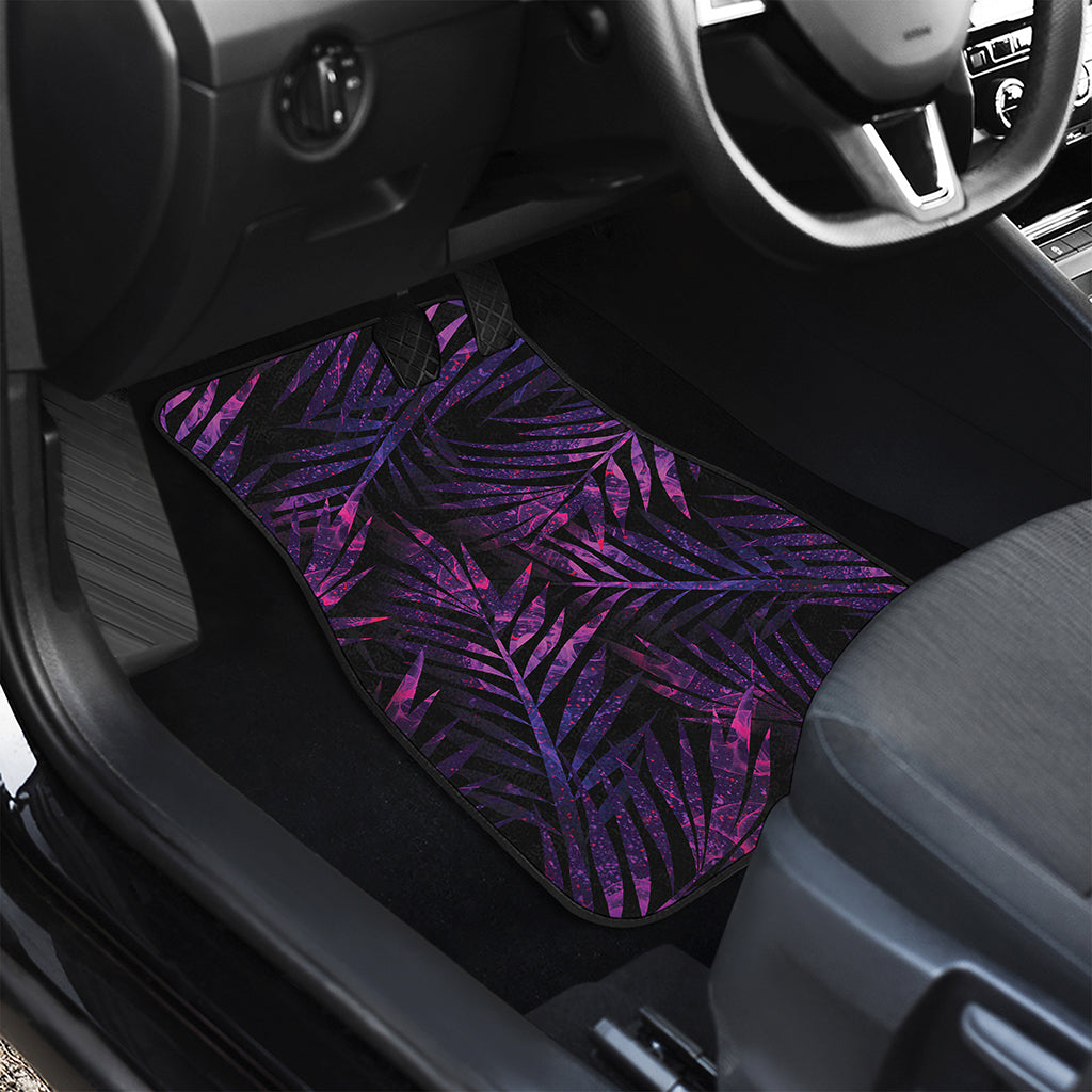 Purple Tropical Leaves Print Front and Back Car Floor Mats