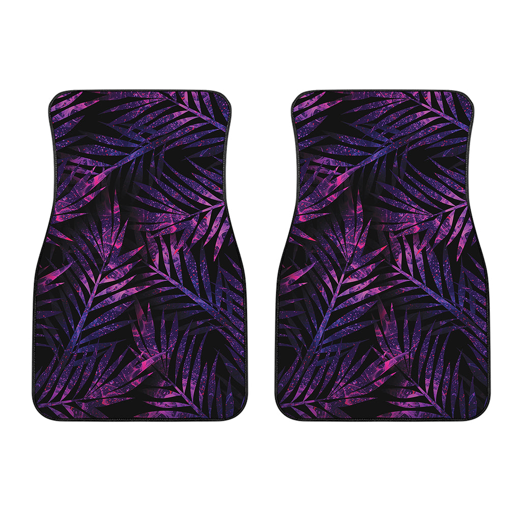 Purple Tropical Leaves Print Front Car Floor Mats