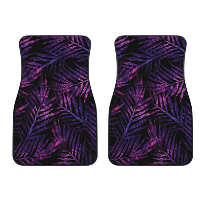 Purple Tropical Leaves Print Front Car Floor Mats