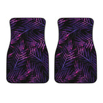 Purple Tropical Leaves Print Front Car Floor Mats