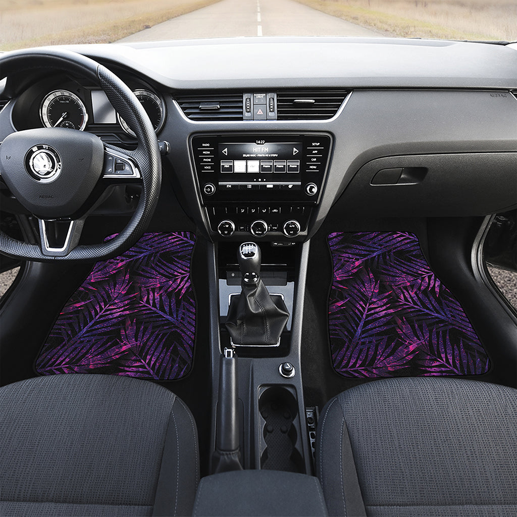Purple Tropical Leaves Print Front Car Floor Mats