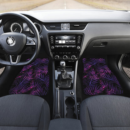 Purple Tropical Leaves Print Front Car Floor Mats