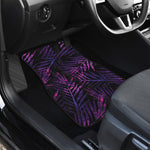 Purple Tropical Leaves Print Front Car Floor Mats