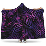 Purple Tropical Leaves Print Hooded Blanket