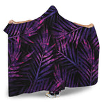 Purple Tropical Leaves Print Hooded Blanket