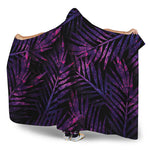 Purple Tropical Leaves Print Hooded Blanket