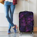 Purple Tropical Leaves Print Luggage Cover