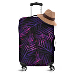 Purple Tropical Leaves Print Luggage Cover