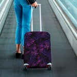 Purple Tropical Leaves Print Luggage Cover