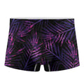 Purple Tropical Leaves Print Men's Boxer Briefs