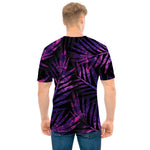 Purple Tropical Leaves Print Men's T-Shirt