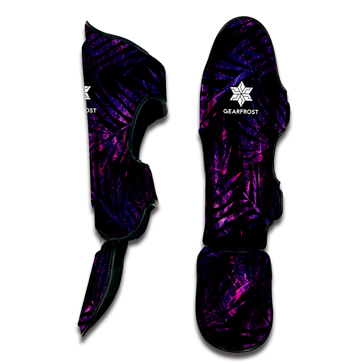 Purple Tropical Leaves Print Muay Thai Shin Guard