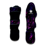 Purple Tropical Leaves Print Muay Thai Shin Guard