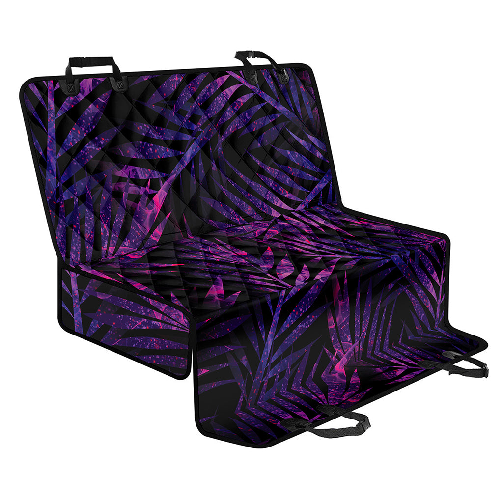 Purple Tropical Leaves Print Pet Car Back Seat Cover