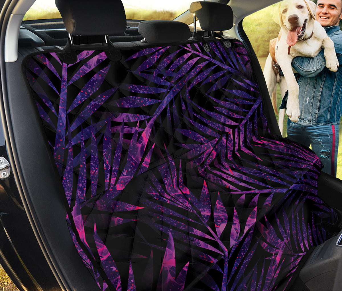 Purple Tropical Leaves Print Pet Car Back Seat Cover