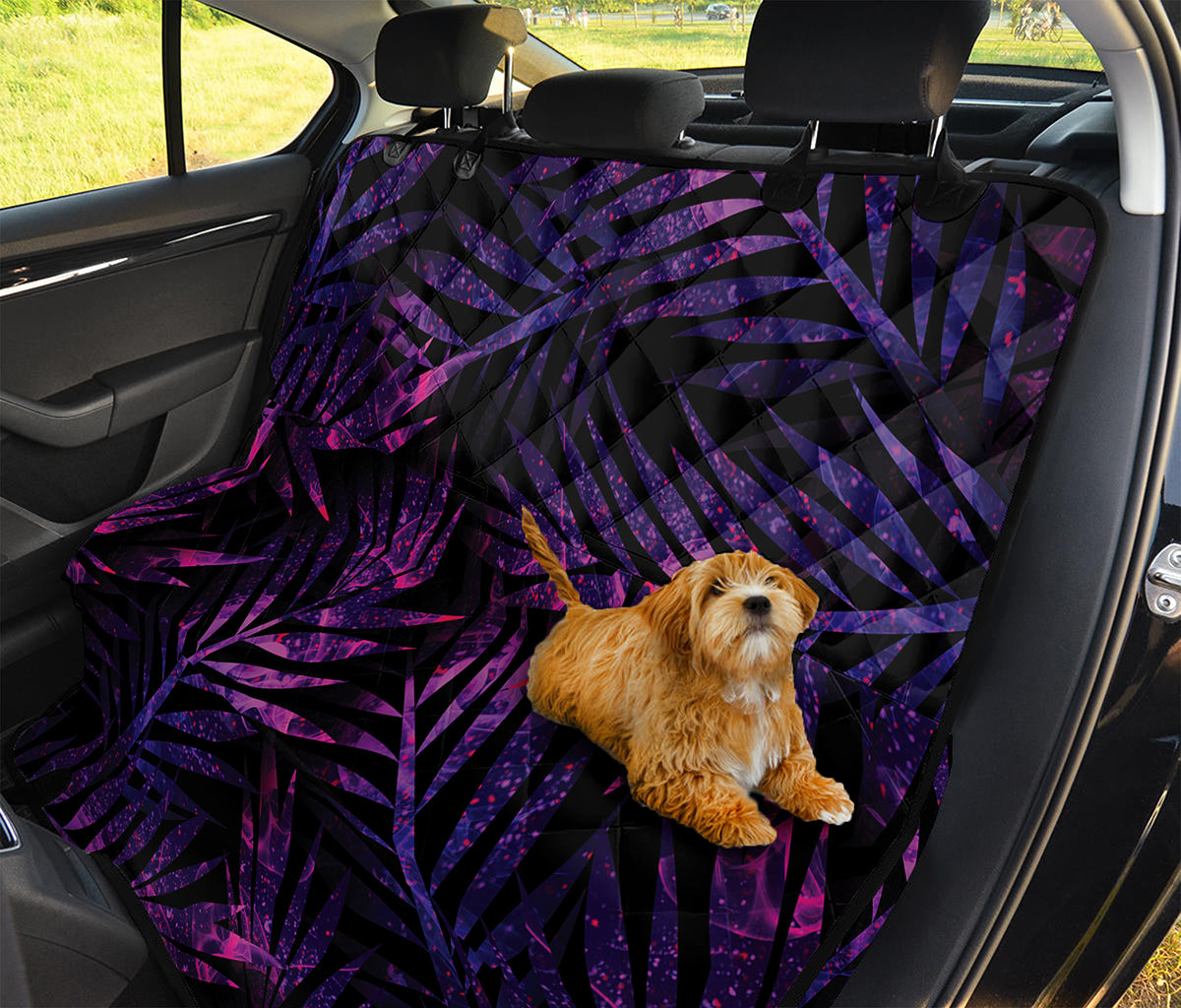 Purple Tropical Leaves Print Pet Car Back Seat Cover
