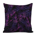 Purple Tropical Leaves Print Pillow Cover