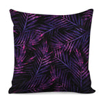 Purple Tropical Leaves Print Pillow Cover