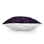 Purple Tropical Leaves Print Pillow Cover