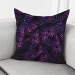 Purple Tropical Leaves Print Pillow Cover