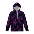 Purple Tropical Leaves Print Pullover Hoodie