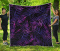 Purple Tropical Leaves Print Quilt