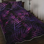 Purple Tropical Leaves Print Quilt Bed Set