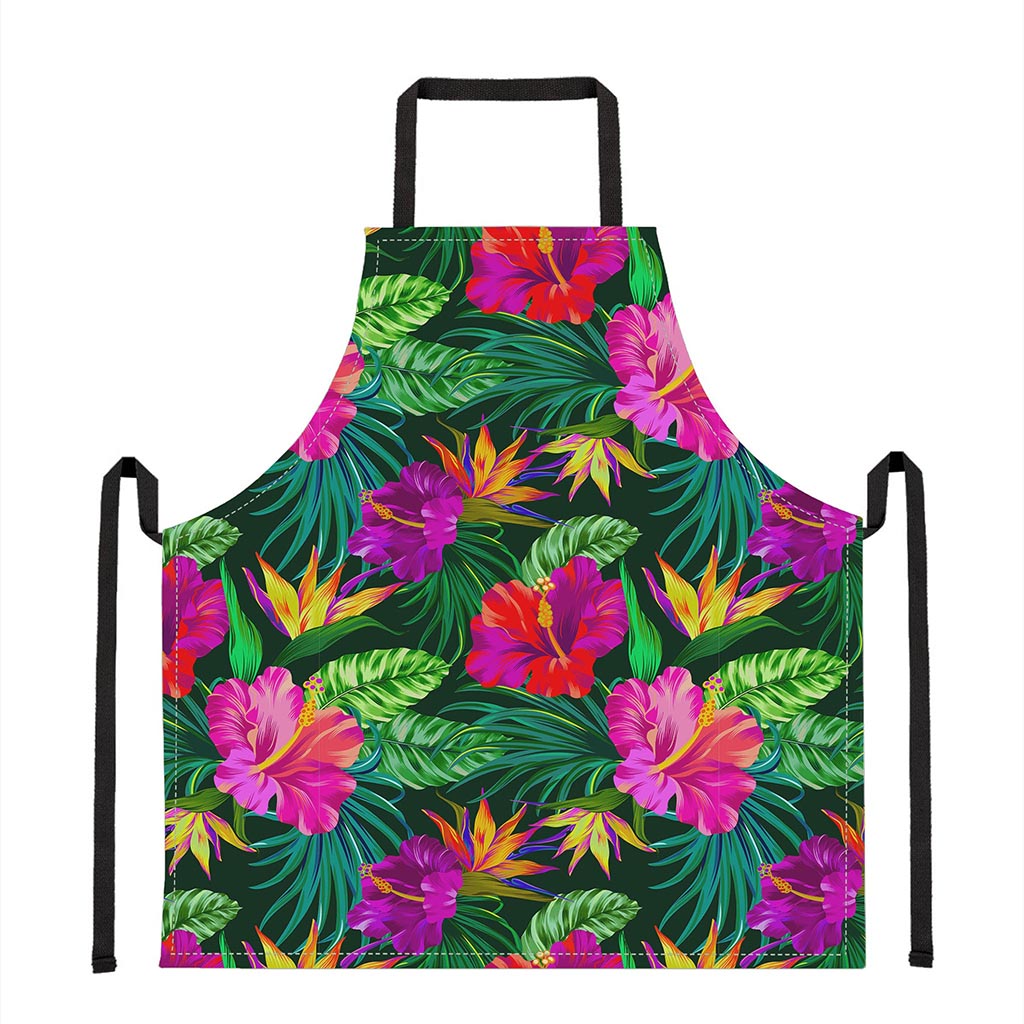 Purple Tropical Pattern Print Apron