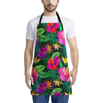 Purple Tropical Pattern Print Apron