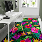 Purple Tropical Pattern Print Area Rug GearFrost