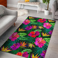 Purple Tropical Pattern Print Floor Mat