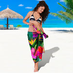 Purple Tropical Pattern Print Beach Sarong Wrap
