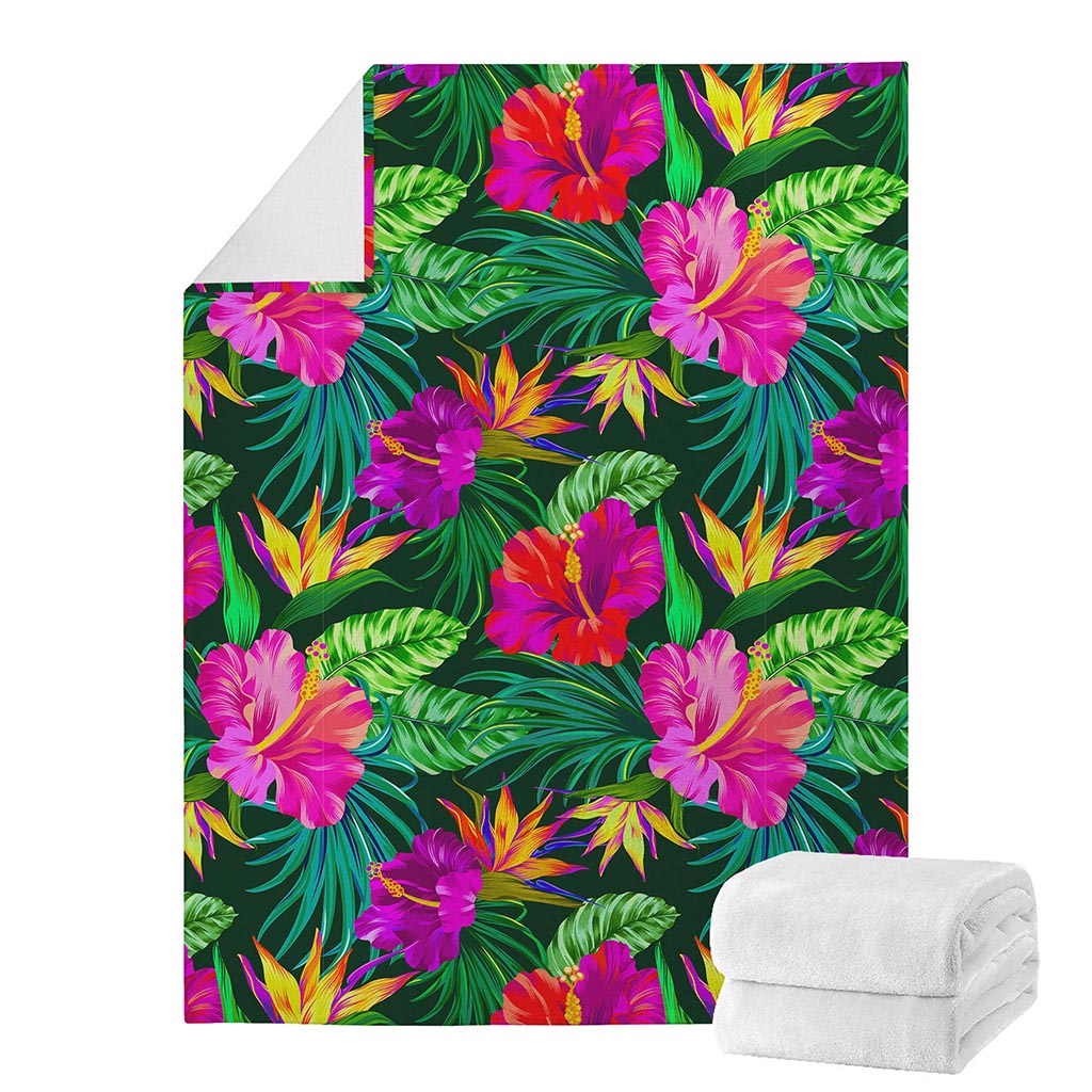 Purple Tropical Pattern Print Blanket