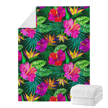 Purple Tropical Pattern Print Blanket