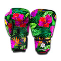 Purple Tropical Pattern Print Boxing Gloves