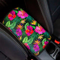 Purple Tropical Pattern Print Car Center Console Cover