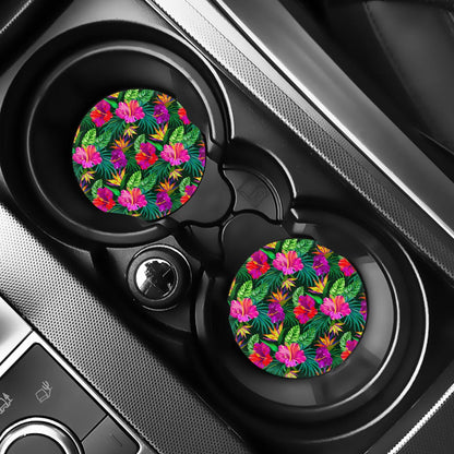 Purple Tropical Pattern Print Car Coasters