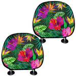 Purple Tropical Pattern Print Car Headrest Covers