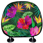 Purple Tropical Pattern Print Car Headrest Covers